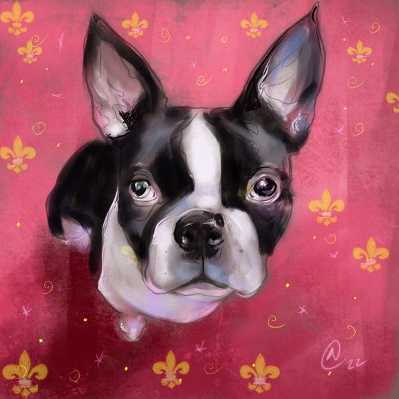 Other - Original portrait "Le Bon Garcon" Boston terrier  pet portrait